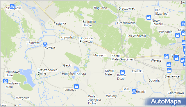 mapa Marzęcin, Marzęcin na mapie Targeo