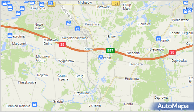 mapa Marzenin gmina Sędziejowice, Marzenin gmina Sędziejowice na mapie Targeo