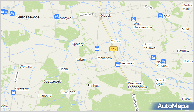 mapa Masanów, Masanów na mapie Targeo
