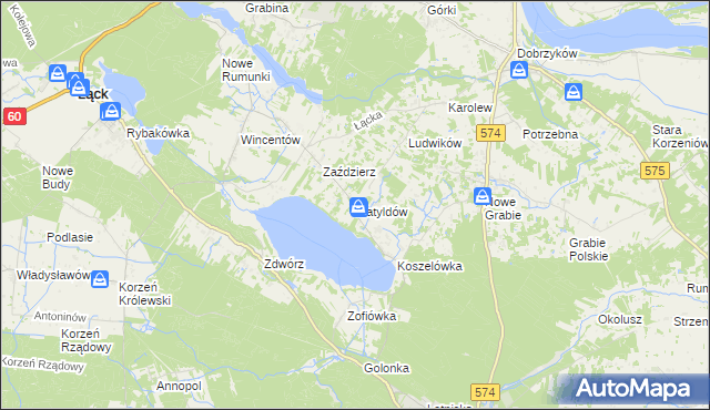 mapa Matyldów gmina Łąck, Matyldów gmina Łąck na mapie Targeo