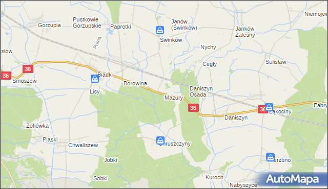 mapa Mazury gmina Ostrów Wielkopolski, Mazury gmina Ostrów Wielkopolski na mapie Targeo