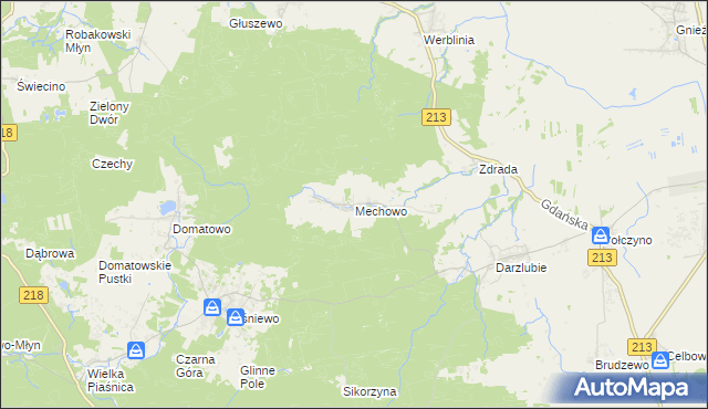 mapa Mechowo gmina Puck, Mechowo gmina Puck na mapie Targeo