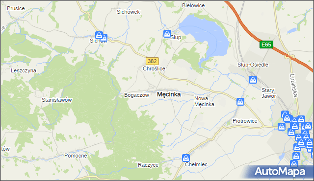 mapa Męcinka, Męcinka na mapie Targeo