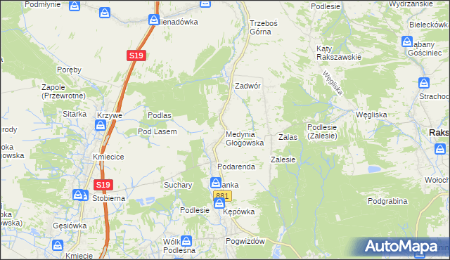 mapa Medynia Głogowska, Medynia Głogowska na mapie Targeo