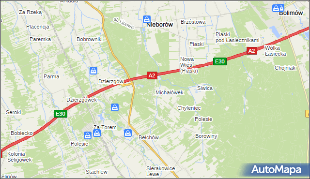 mapa Michałówek gmina Nieborów, Michałówek gmina Nieborów na mapie Targeo