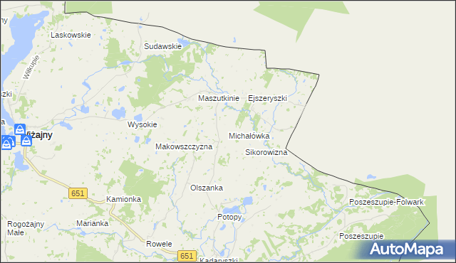 mapa Michałówka gmina Rutka-Tartak, Michałówka gmina Rutka-Tartak na mapie Targeo