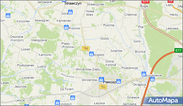 mapa Micigózd, Micigózd na mapie Targeo