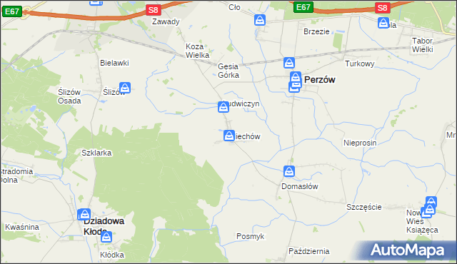 mapa Miechów gmina Perzów, Miechów gmina Perzów na mapie Targeo