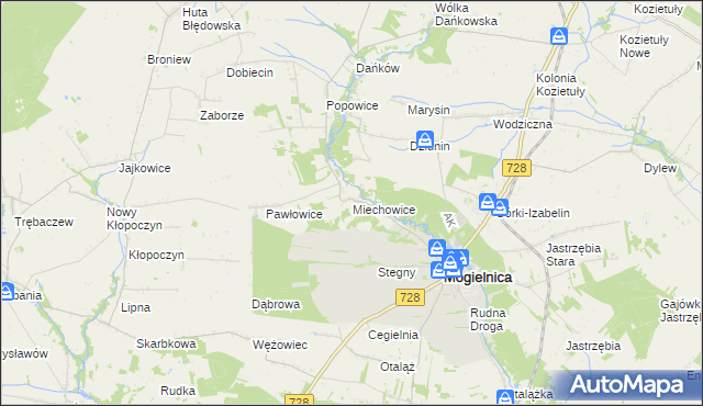 mapa Miechowice gmina Mogielnica, Miechowice gmina Mogielnica na mapie Targeo