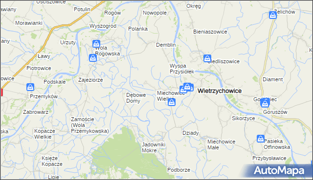 mapa Miechowice Wielkie, Miechowice Wielkie na mapie Targeo