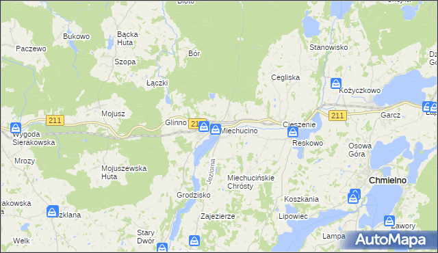 mapa Miechucino, Miechucino na mapie Targeo