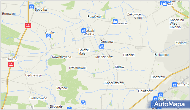 mapa Miedzianów, Miedzianów na mapie Targeo