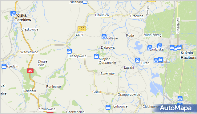 mapa Miejsce Odrzańskie, Miejsce Odrzańskie na mapie Targeo
