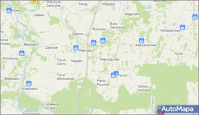 mapa Miękoszynek, Miękoszynek na mapie Targeo