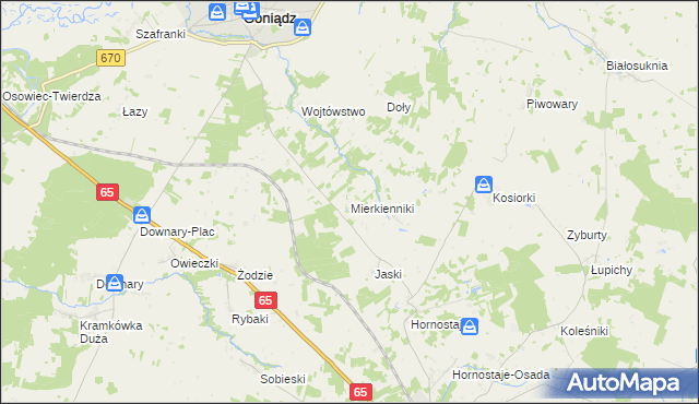 mapa Mierkienniki, Mierkienniki na mapie Targeo
