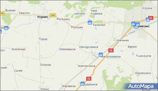 mapa Mierogoniewice, Mierogoniewice na mapie Targeo