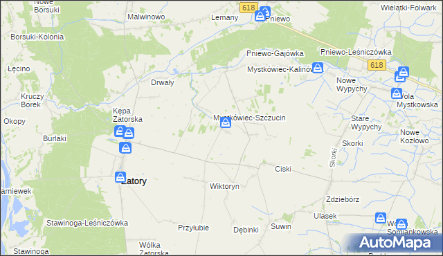 mapa Mierzęcin gmina Zatory, Mierzęcin gmina Zatory na mapie Targeo