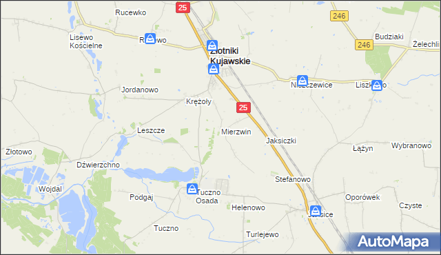 mapa Mierzwin gmina Złotniki Kujawskie, Mierzwin gmina Złotniki Kujawskie na mapie Targeo