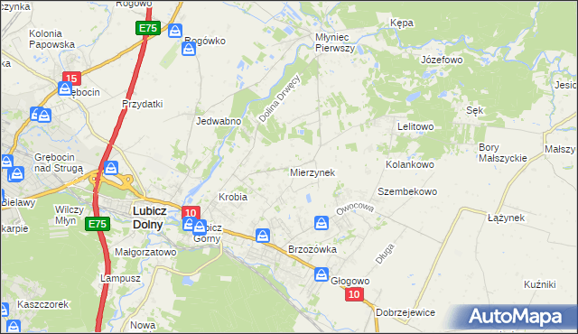 mapa Mierzynek gmina Lubicz, Mierzynek gmina Lubicz na mapie Targeo