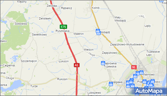 mapa Mieścin, Mieścin na mapie Targeo