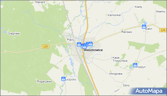 mapa Mieszkowice powiat gryfiński, Mieszkowice powiat gryfiński na mapie Targeo