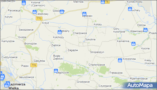 mapa Mikołajów gmina Czarnocin, Mikołajów gmina Czarnocin na mapie Targeo
