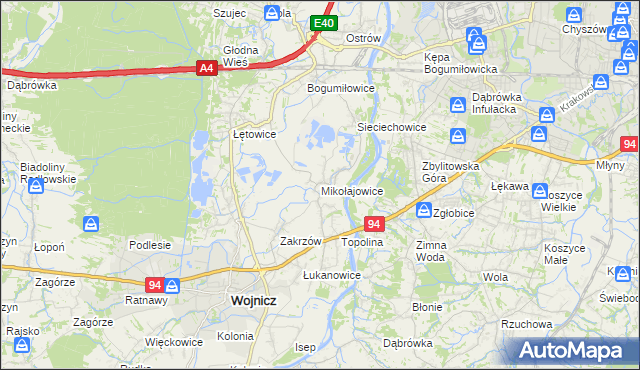 mapa Mikołajowice gmina Wierzchosławice, Mikołajowice gmina Wierzchosławice na mapie Targeo