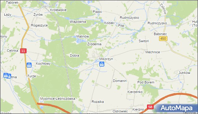 mapa Mikorzyn gmina Kępno, Mikorzyn gmina Kępno na mapie Targeo