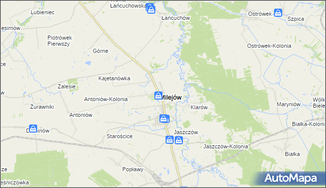 mapa Milejów powiat łęczyński, Milejów powiat łęczyński na mapie Targeo