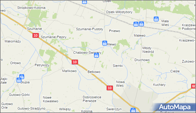 mapa Milewko gmina Zawidz, Milewko gmina Zawidz na mapie Targeo