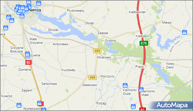 mapa Mirakowo, Mirakowo na mapie Targeo