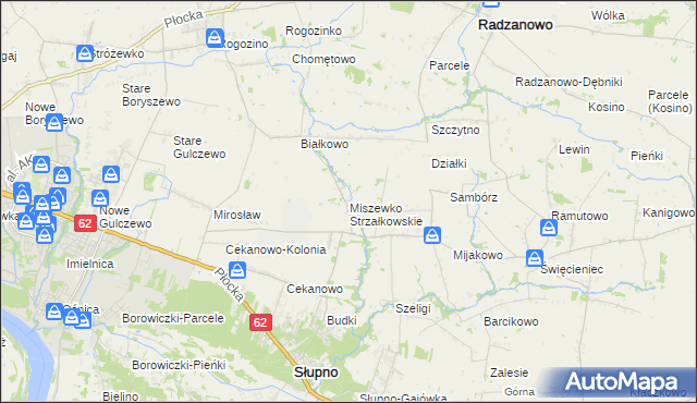 mapa Miszewko Strzałkowskie, Miszewko Strzałkowskie na mapie Targeo