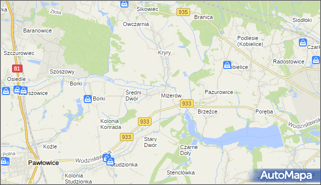 mapa Mizerów, Mizerów na mapie Targeo