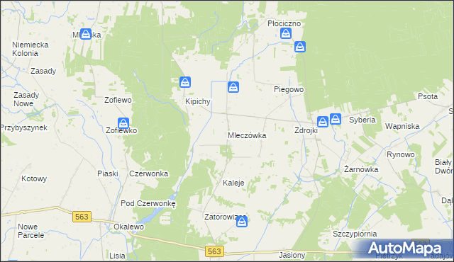 mapa Mleczówka, Mleczówka na mapie Targeo