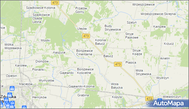 mapa Młynisko gmina Łask, Młynisko gmina Łask na mapie Targeo