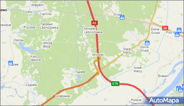 mapa Mniszek gmina Dragacz, Mniszek gmina Dragacz na mapie Targeo