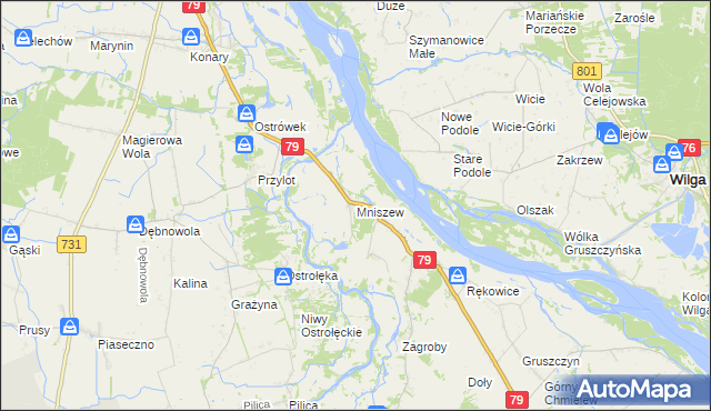 mapa Mniszew gmina Magnuszew, Mniszew gmina Magnuszew na mapie Targeo
