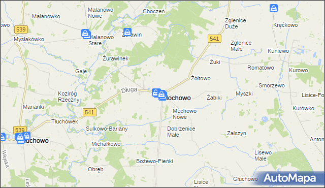 mapa Mochowo powiat sierpecki, Mochowo powiat sierpecki na mapie Targeo