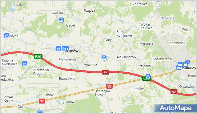 mapa Moczydła gmina Jakubów, Moczydła gmina Jakubów na mapie Targeo