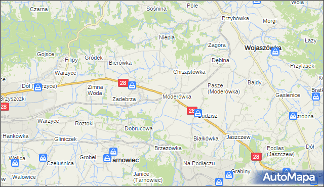 mapa Moderówka, Moderówka na mapie Targeo