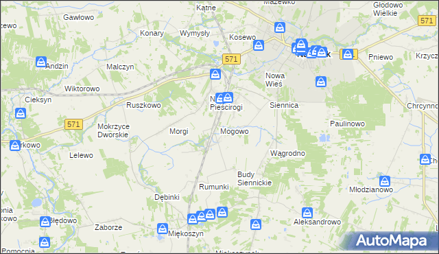 mapa Mogowo, Mogowo na mapie Targeo