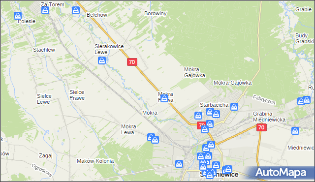 mapa Mokra Prawa, Mokra Prawa na mapie Targeo