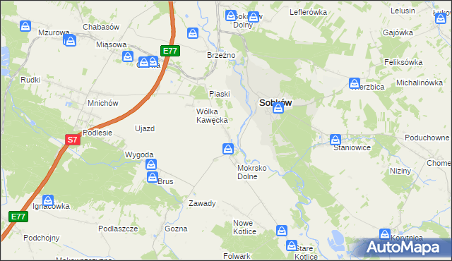 mapa Mokrsko Górne, Mokrsko Górne na mapie Targeo