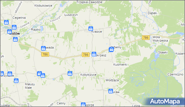 mapa Mokrzesz, Mokrzesz na mapie Targeo