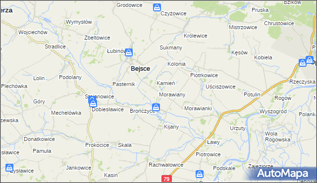 mapa Morawiany, Morawiany na mapie Targeo