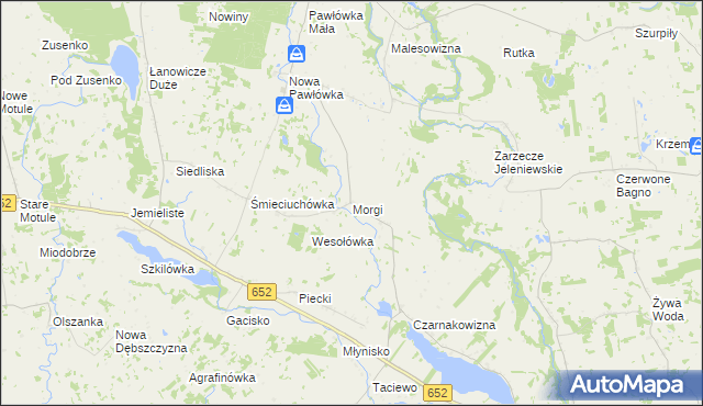 mapa Morgi gmina Przerośl, Morgi gmina Przerośl na mapie Targeo