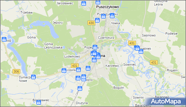 mapa Mosina powiat poznański, Mosina powiat poznański na mapie Targeo