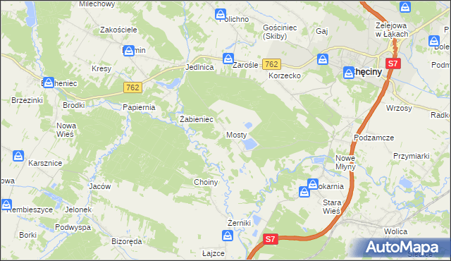 mapa Mosty gmina Chęciny, Mosty gmina Chęciny na mapie Targeo