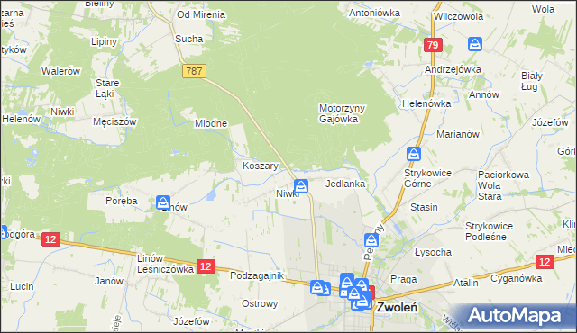 mapa Motorzyny, Motorzyny na mapie Targeo