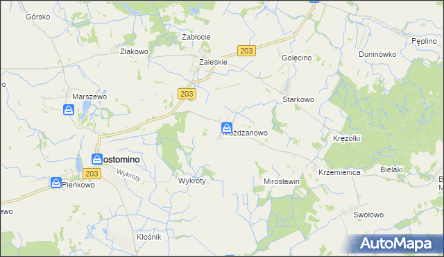 mapa Możdżanowo, Możdżanowo na mapie Targeo